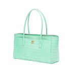 Small Tote "Green Crocodile Embossed Calfskin & Gold-Tone Metal"