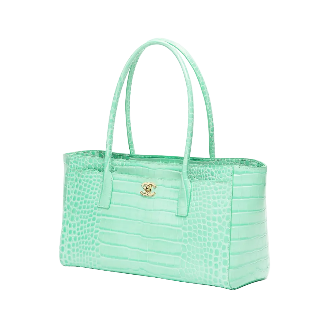 Small Tote "Green Crocodile Embossed Calfskin & Gold-Tone Metal"