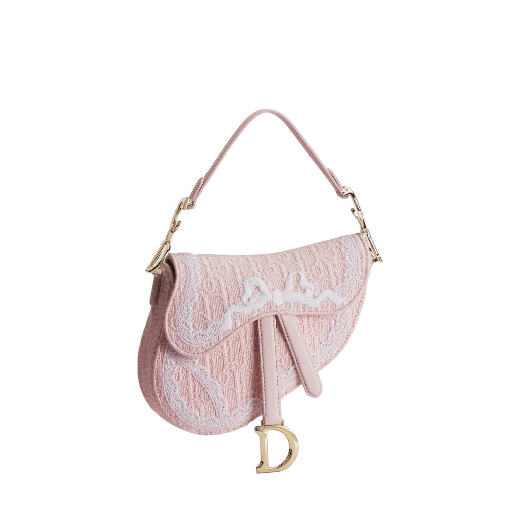 Dioramour Small Saddle Bag "Soupir pink / white lace"