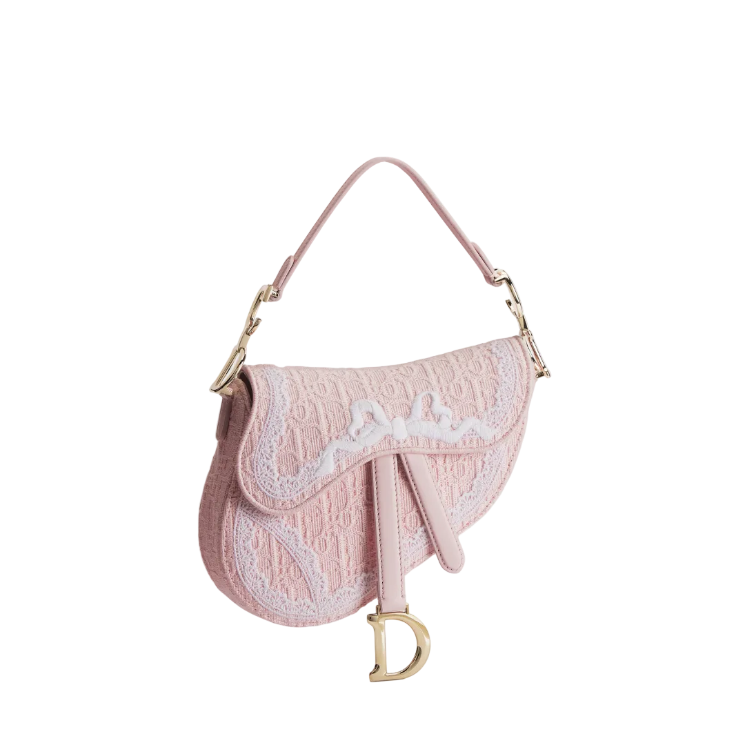Dioramour Small Saddle Bag "Soupir pink / white lace"