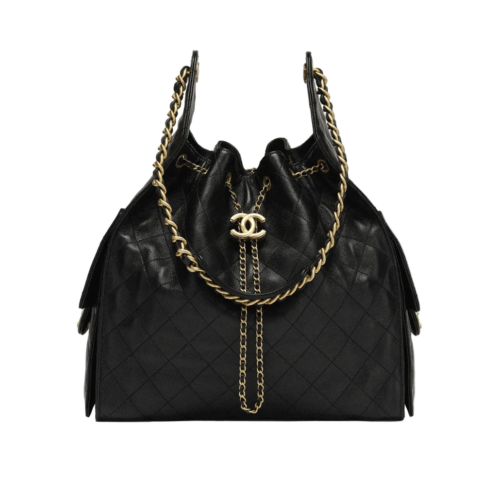 25 Medium Handbag Grained Calfskin "Black"