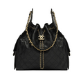 25 Medium Handbag Grained Calfskin "Black"