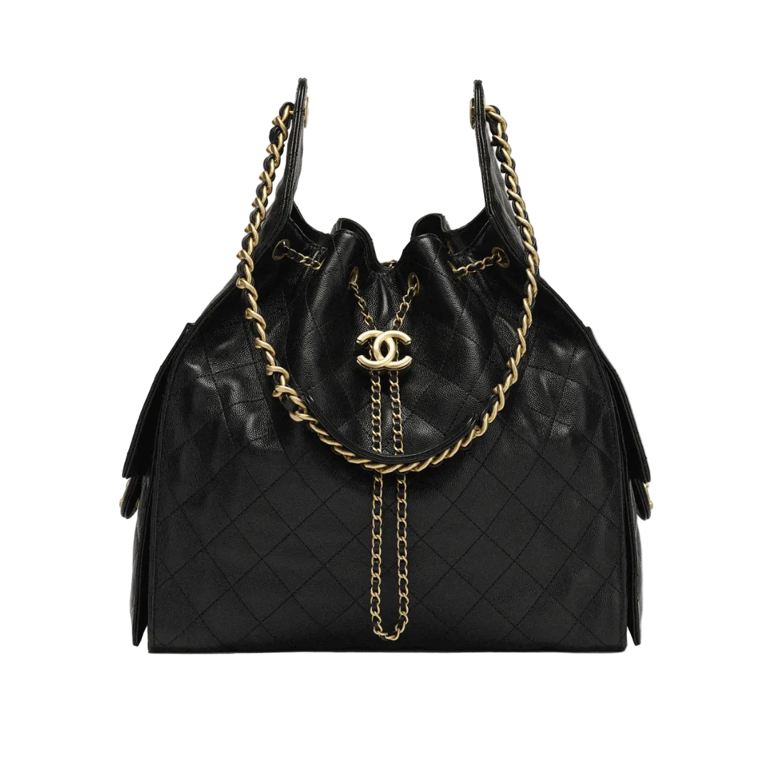 25 Medium Handbag Grained Calfskin "Black"