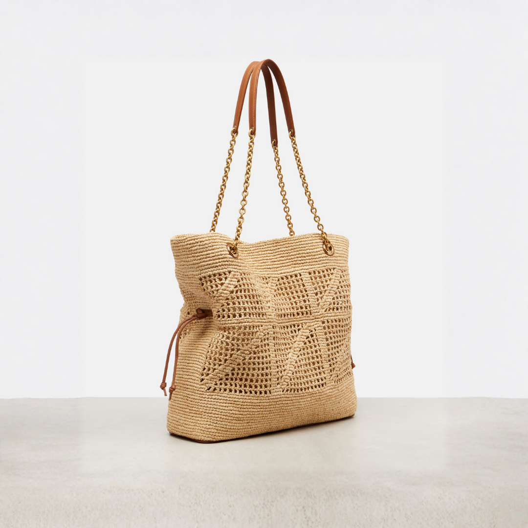 Jamie Shopping Tote Bag in Raffia