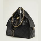 25 Medium Handbag Grained Calfskin "Black"