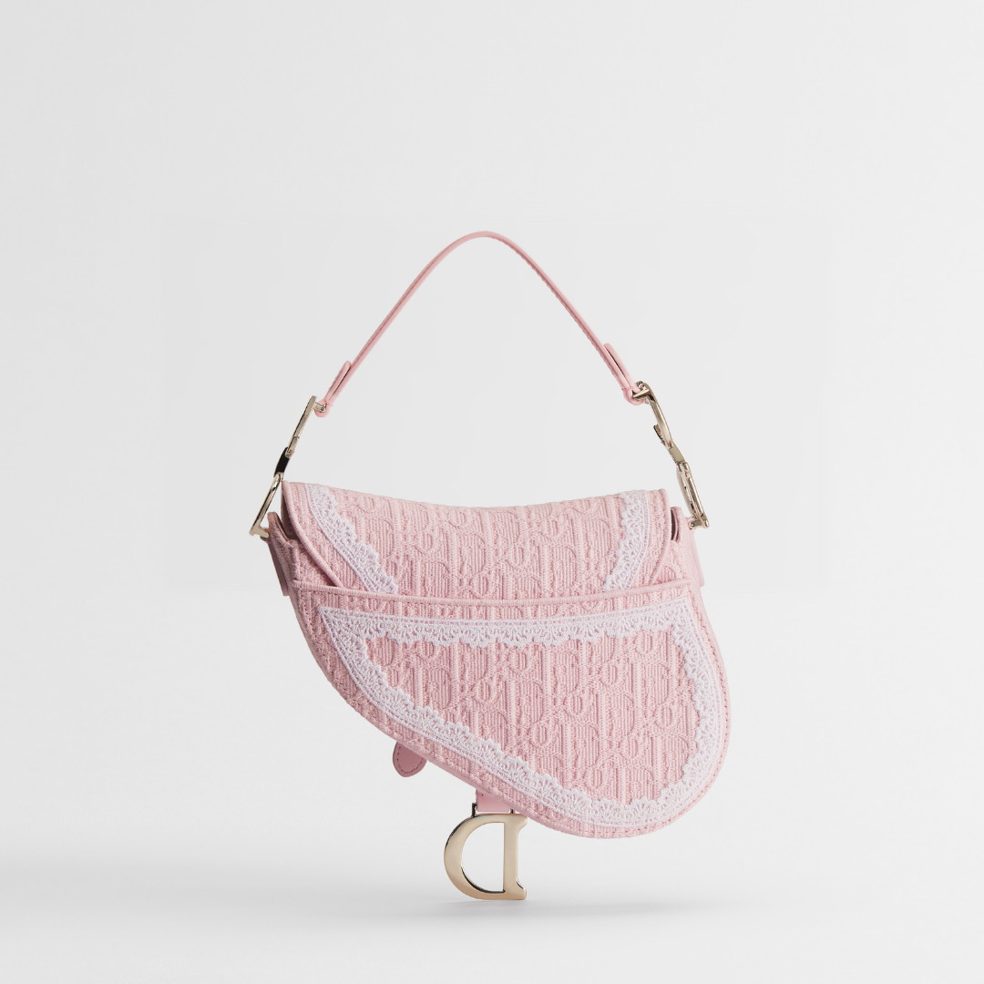 Dioramour Small Saddle Bag "Soupir pink / white lace"