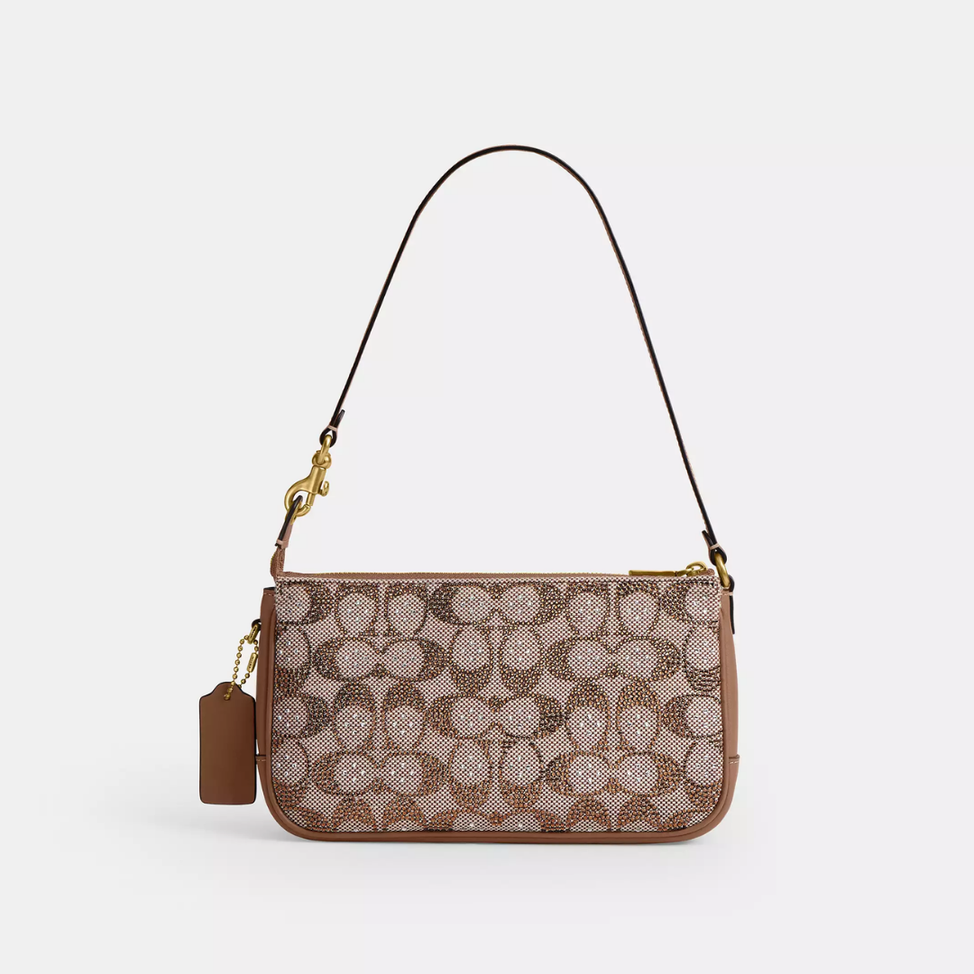 Crystal Signature Jacquard Plaza Bag "Mushroom"