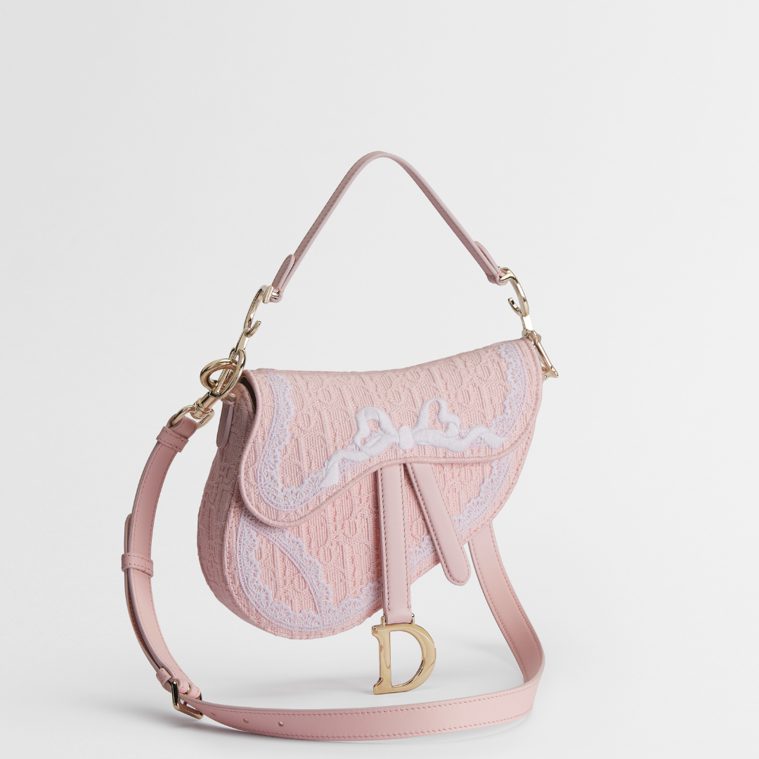 Dioramour Small Saddle Bag "Soupir pink / white lace"