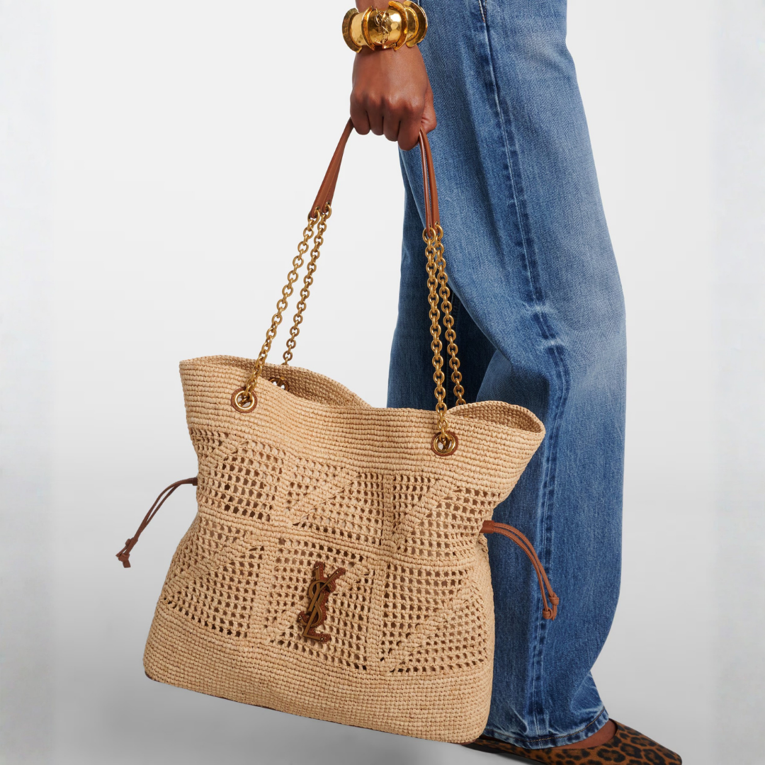 Jamie Shopping Tote Bag in Raffia