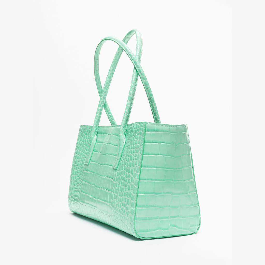 Small Tote "Green Crocodile Embossed Calfskin & Gold-Tone Metal"
