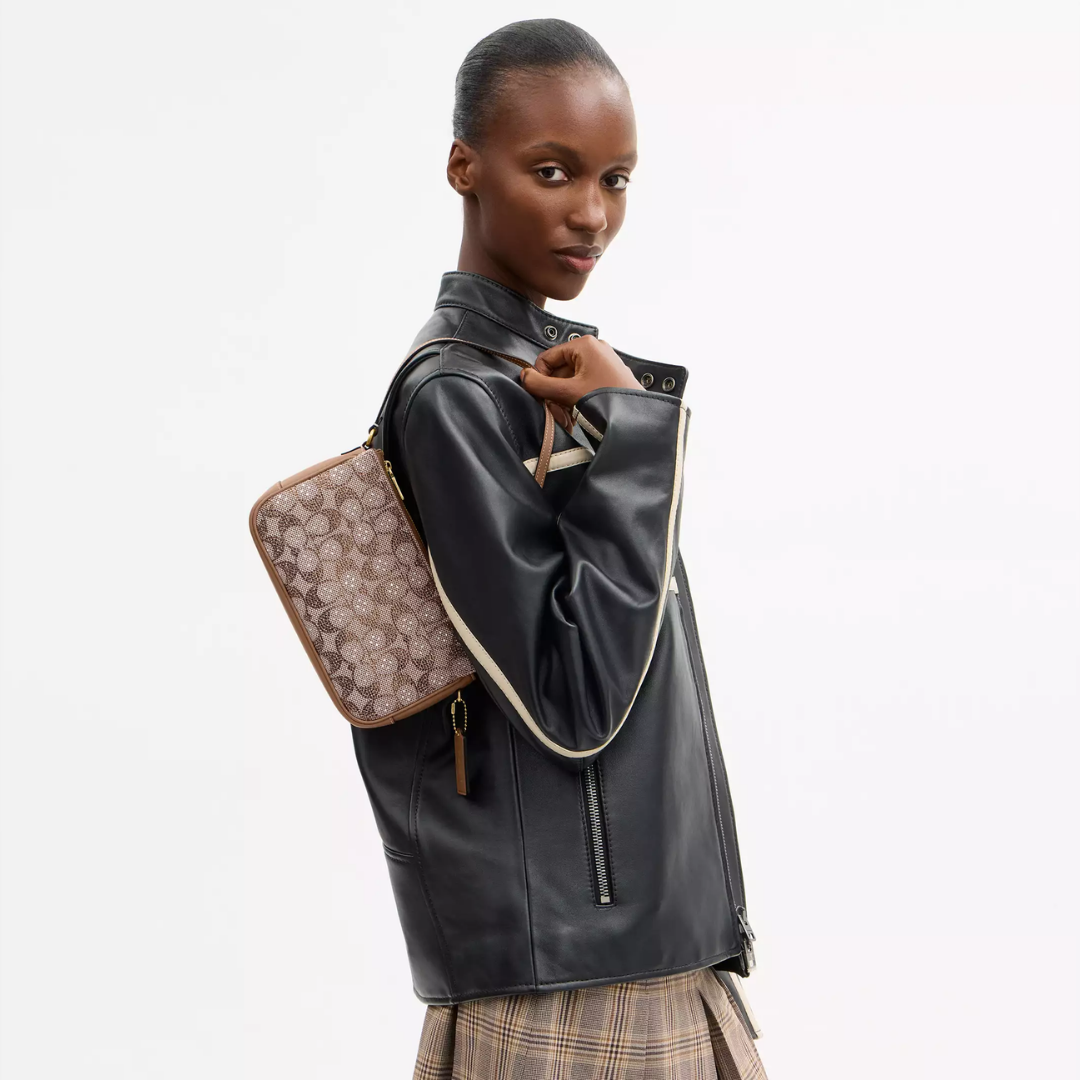 Crystal Signature Jacquard Plaza Bag "Mushroom"