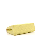 Shiny Aged Calfskin Quilted Nano Kelly Shopper "Light Yellow"