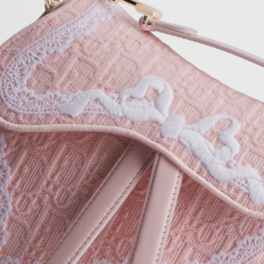 Dioramour Small Saddle Bag "Soupir pink / white lace"
