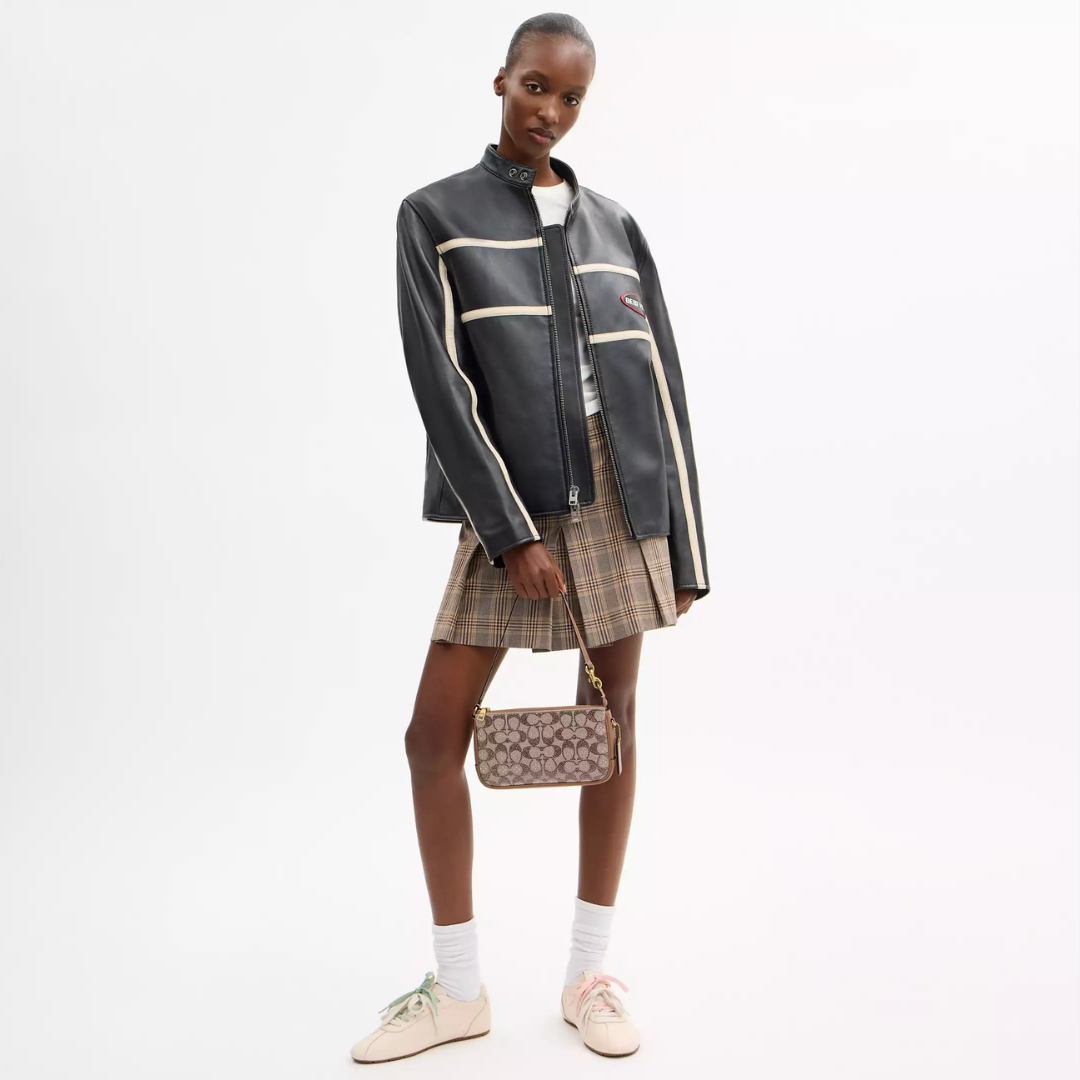 Crystal Signature Jacquard Plaza Bag "Mushroom"