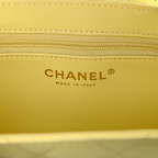 Shiny Aged Calfskin Quilted Nano Kelly Shopper "Light Yellow"