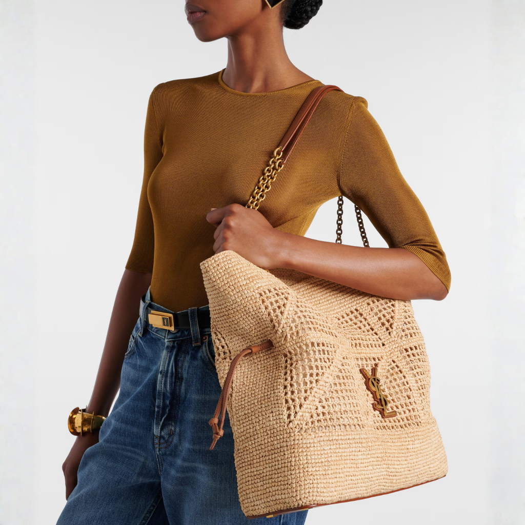 Jamie Shopping Tote Bag in Raffia