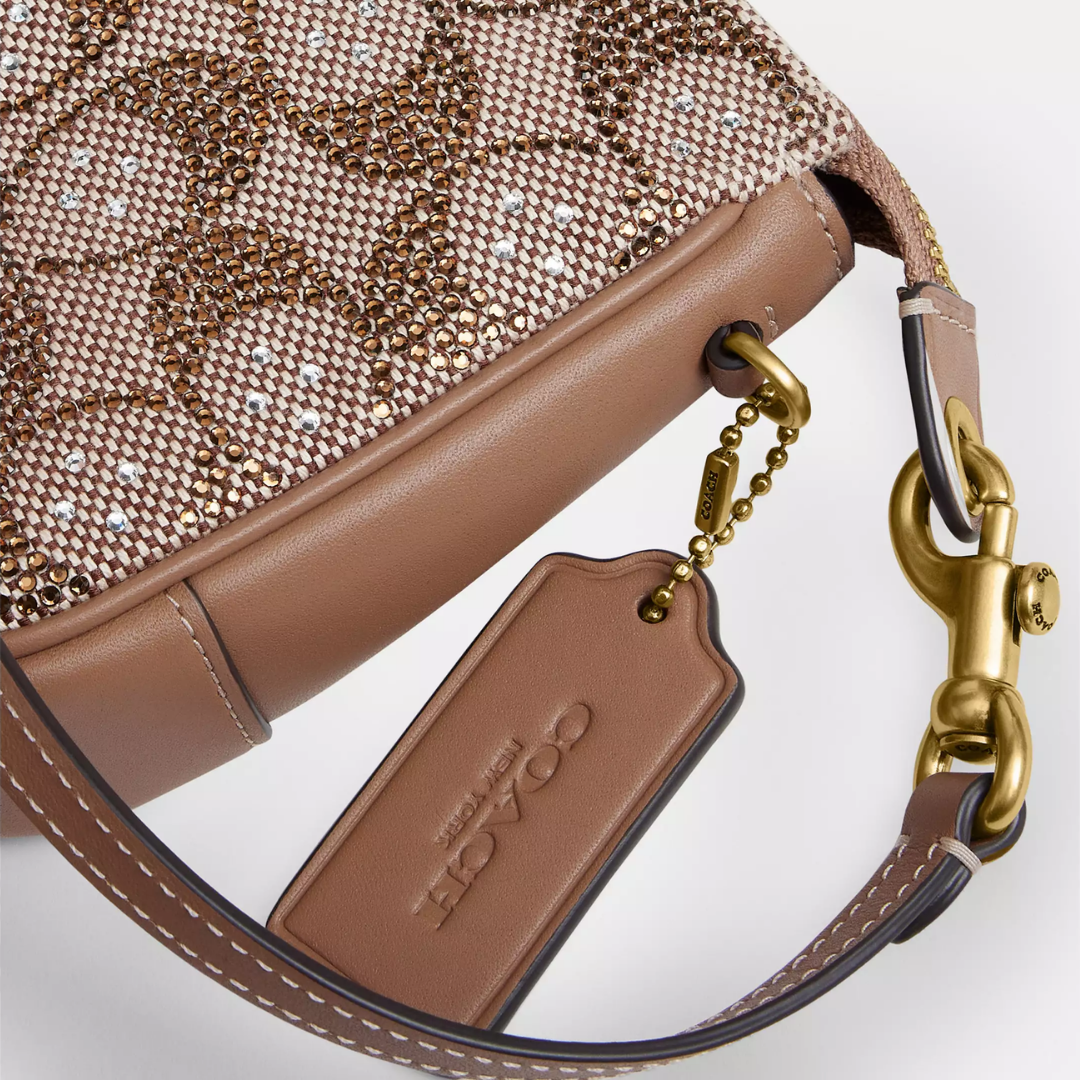 Crystal Signature Jacquard Plaza Bag "Mushroom"