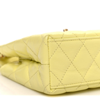 Shiny Aged Calfskin Quilted Nano Kelly Shopper "Light Yellow"